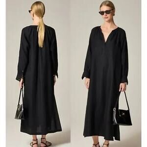 J.Crew Cabana dress in linen Black Size Small NWT Resort Minimalist